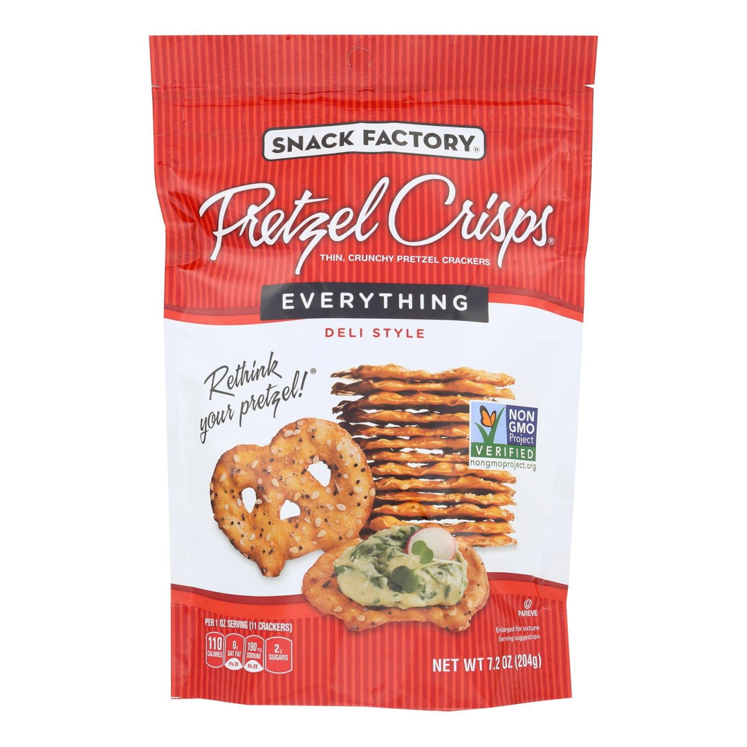 Pretzel Crisp Pretzel Crisps - Everything - Case Of 12 - 7.2 Oz. - Maras Green