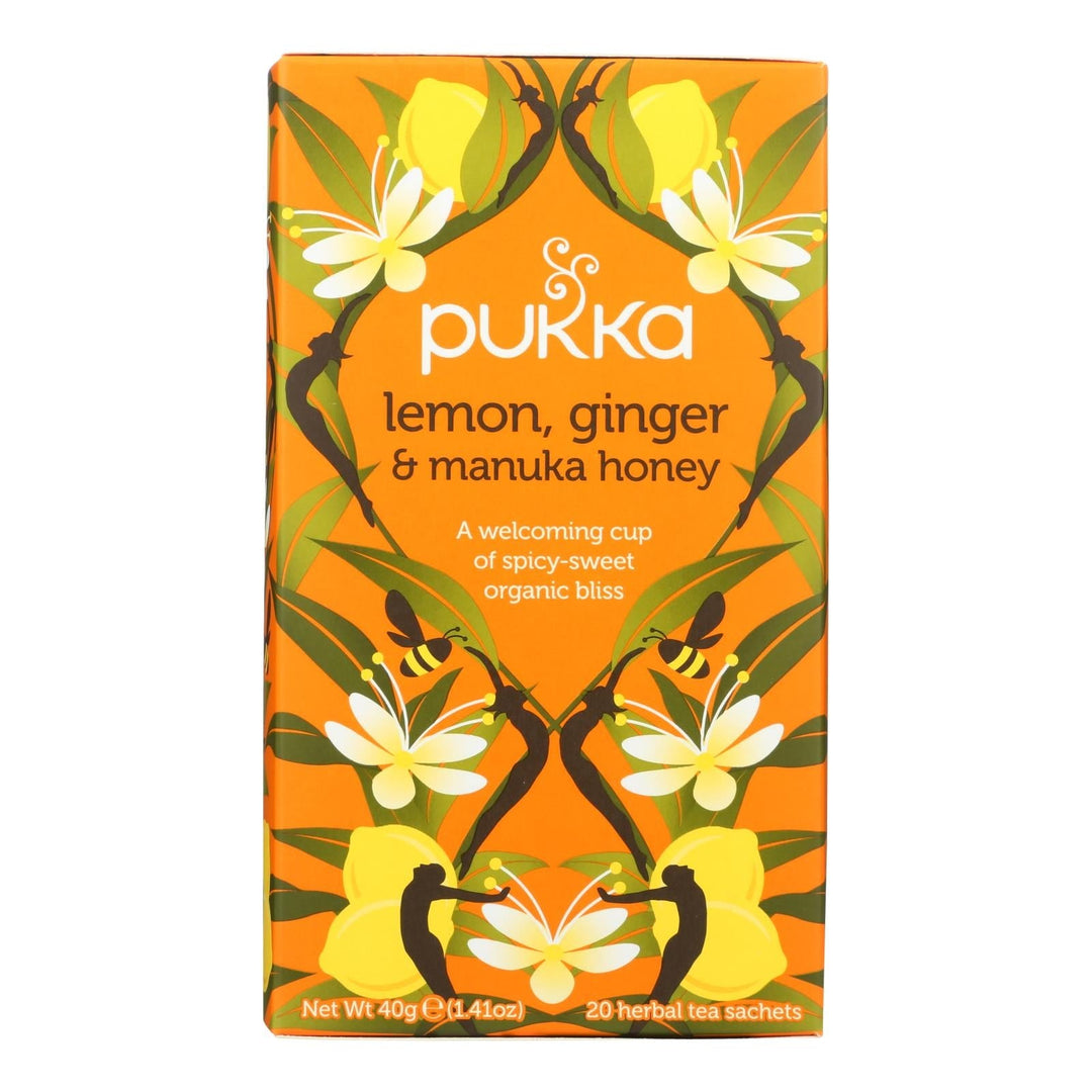 Pukka - Tea Organic Lemon Ginger Manuka Honey - Case Of 4 - 20 Bags - Maras Green