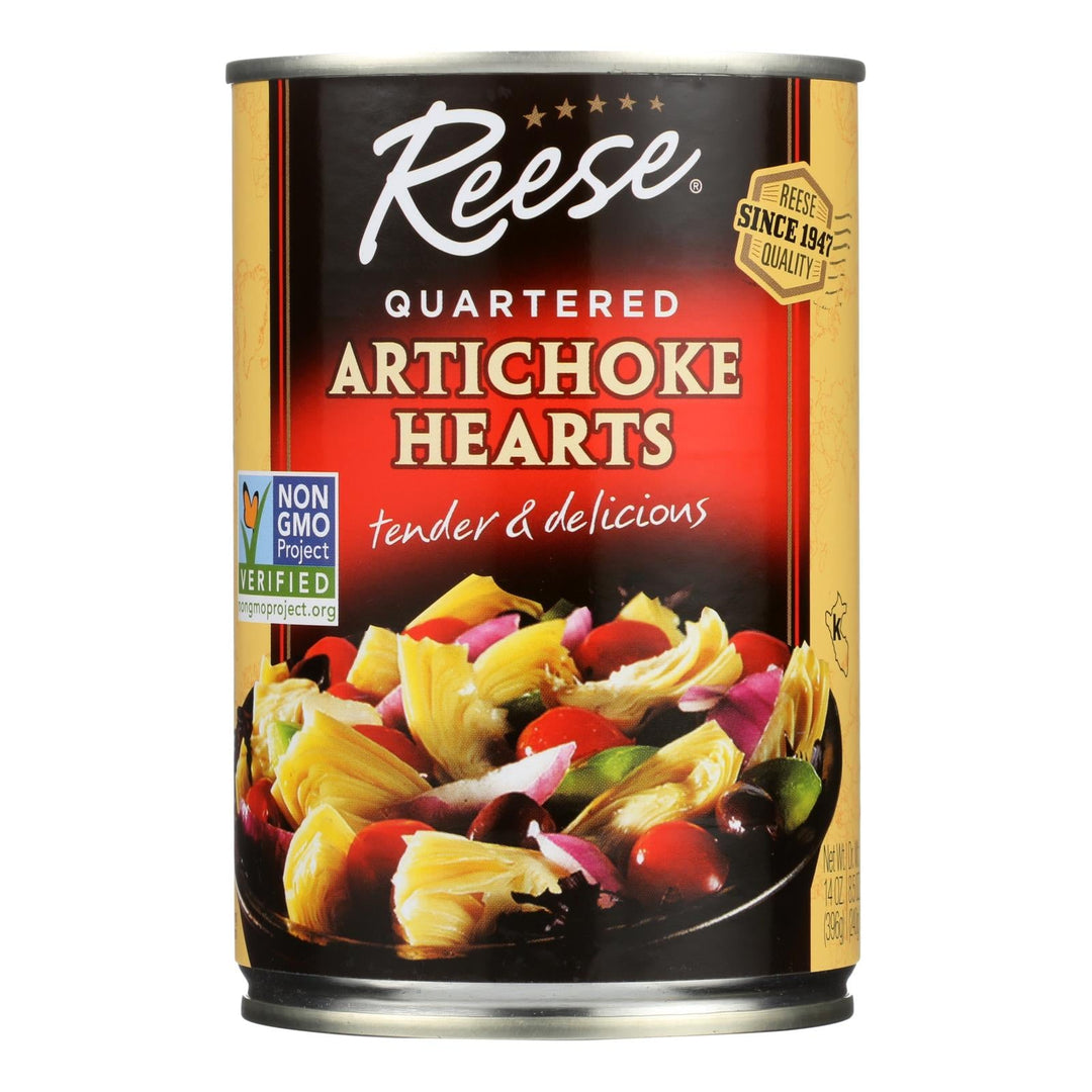 Reese Artichoke Hearts - Quartered - Case Of 12 - 14 Oz. - Maras Green