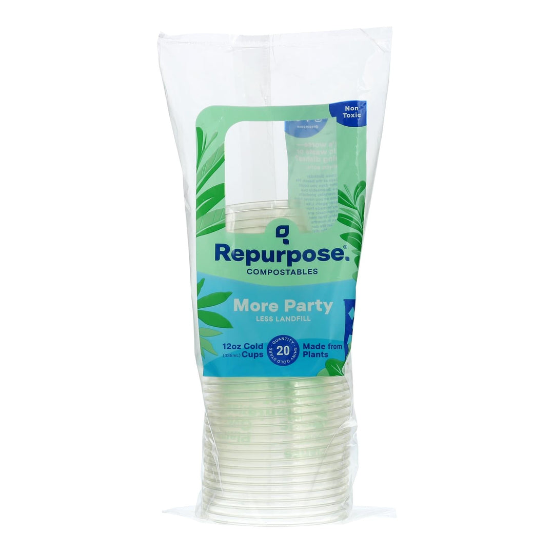 Repurpose Clear Compostable Cups - Case Of 12 - 20 Count - Maras Green