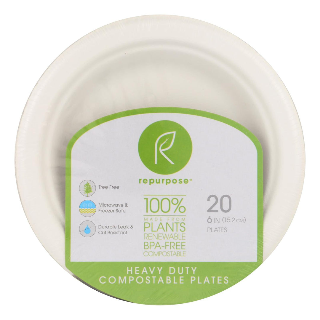 Repurpose Compostable Bagasse Plates - Case Of 24 - 20 Count - Maras Green
