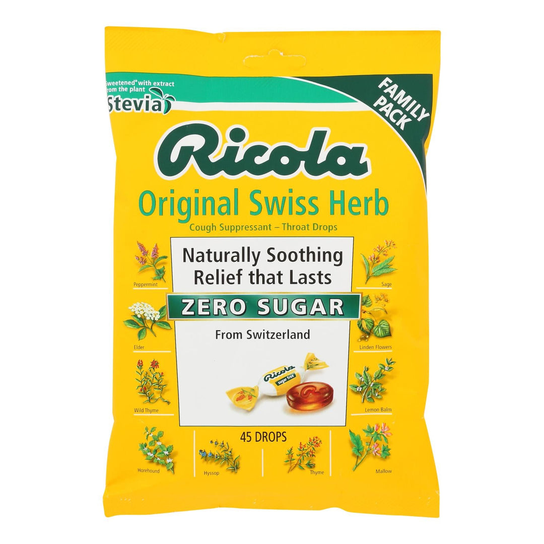 Ricola - Cghdrop Mnthrb Sugar Free W/stvia - Case Of 6 - 45 Ct - Maras Green