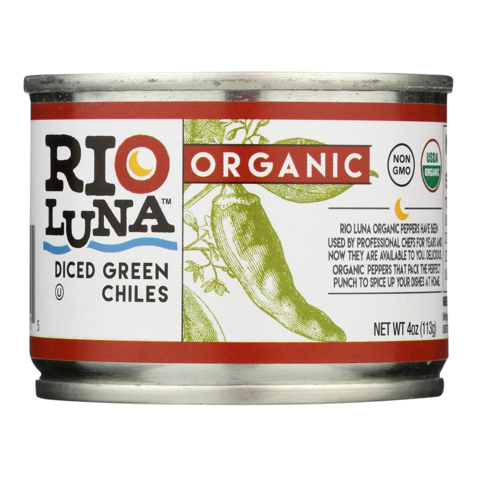 Rio Luna - Organic Green Chiles - Diced - Case Of 12 - 4 Oz. - Maras Green