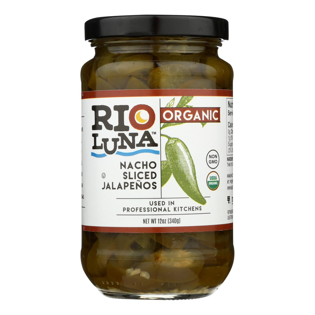 Rio Luna Organic Nacho Sliced Jalapenos - Case Of 12 - 12 Oz - Maras Green