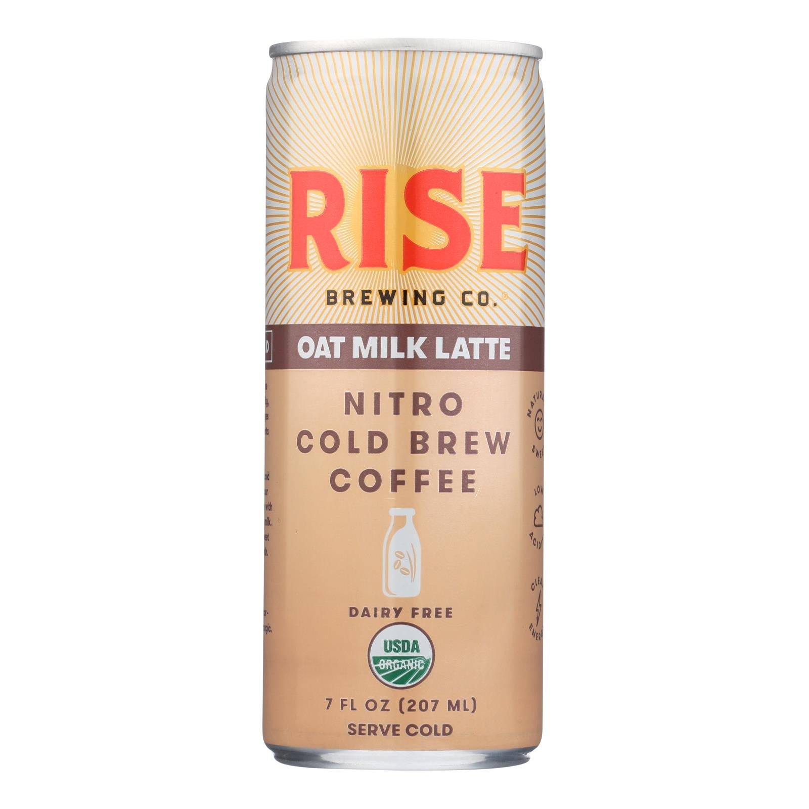 Rise Brewing Co. Nitro Cold Brew Coffee, Oat Milk Latte - Case Of 12 - 7 Fz - Maras Green