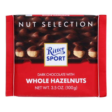 Ritter Sport Chocolate Bar - Dark Chocolate - Whole Hazelnuts - 3.5 Oz Bars - Case Of 10 - Maras Green