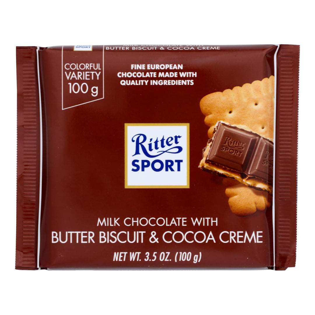 Ritter Sport Chocolate Bar - Milk Chocolate - Butter Biscuit - 3.5 Oz Bars - Case Of 11 - Maras Green