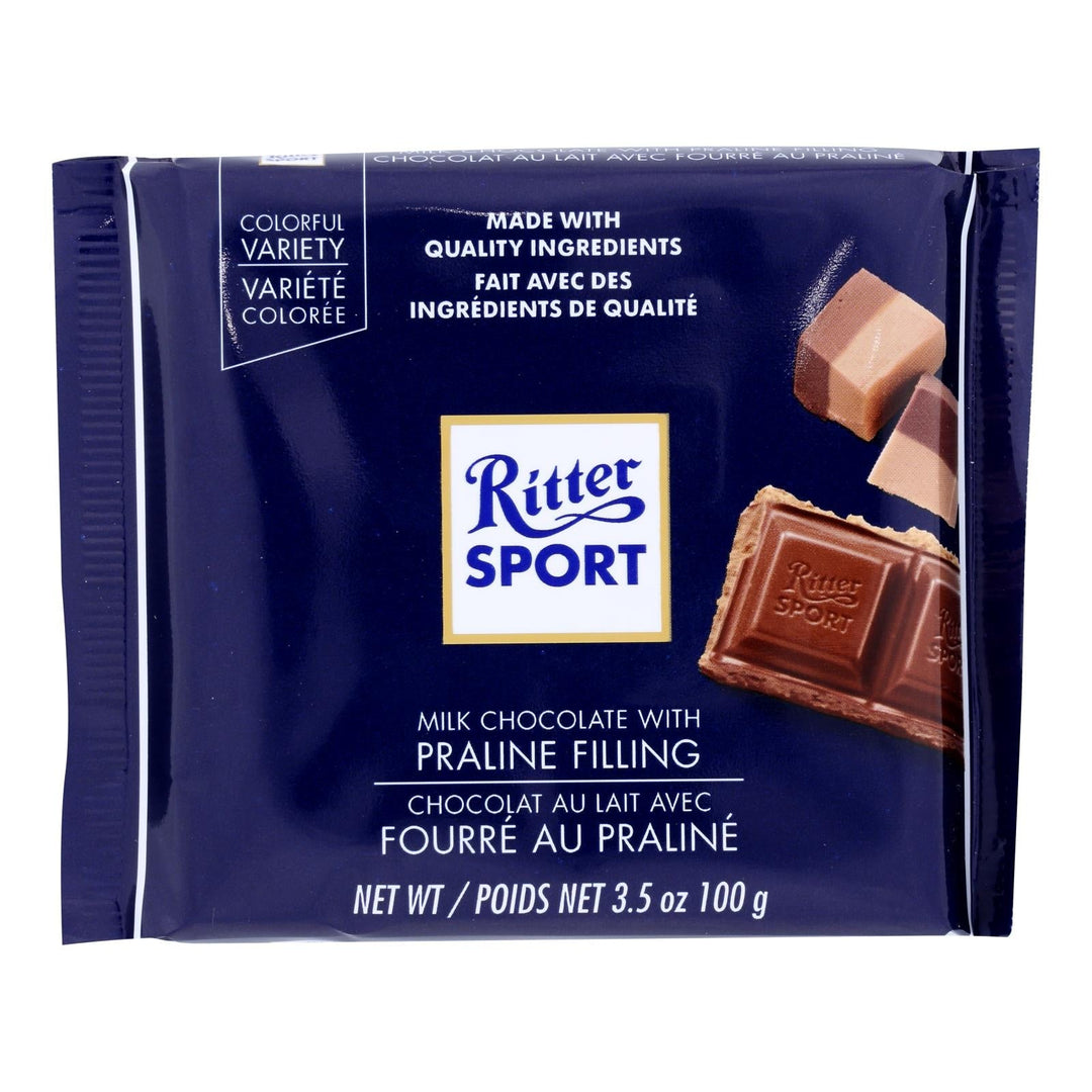Ritter Sport Chocolate Bar - Milk Chocolate - Praline Filling - 3.5 Oz Bars - Case Of 13 - Maras Green