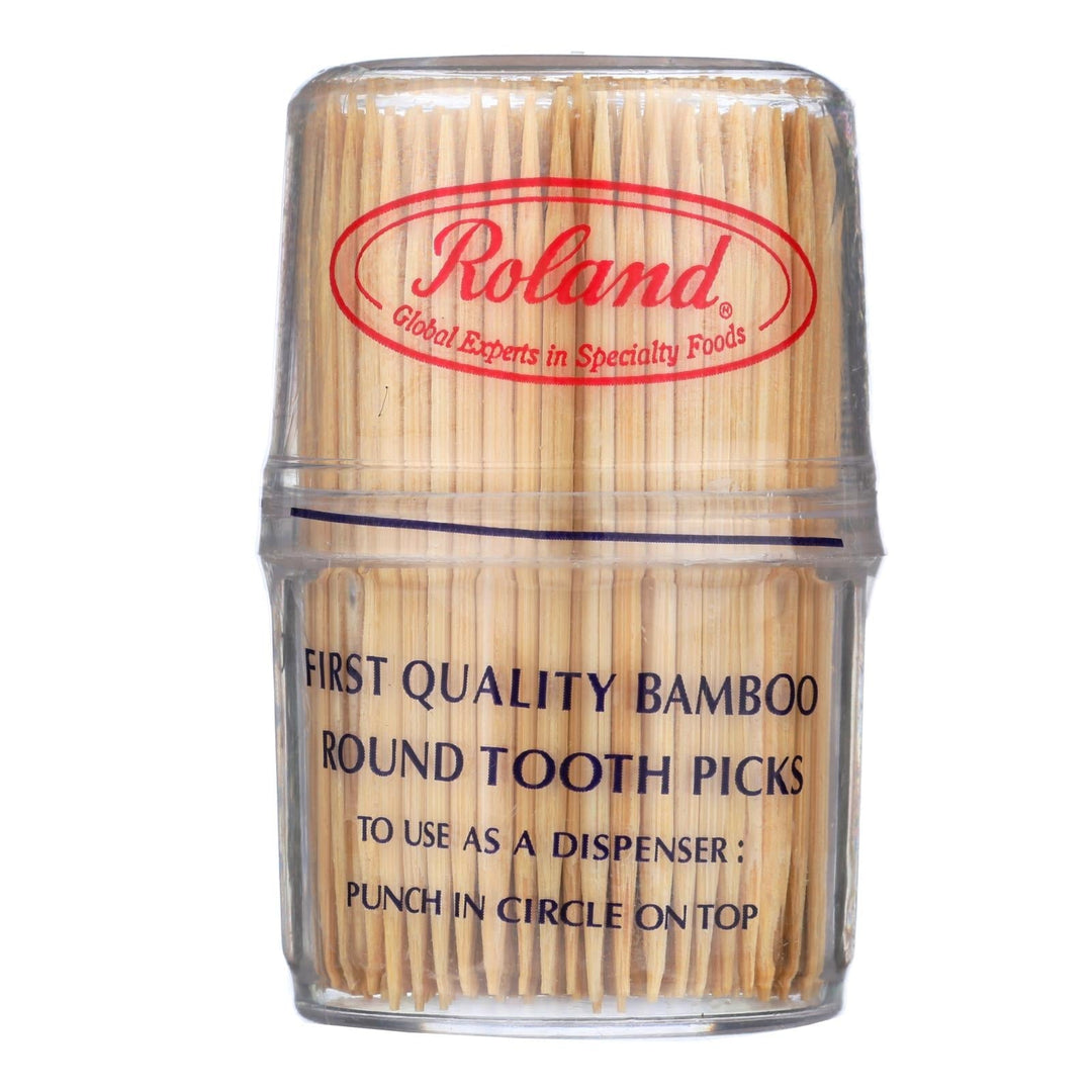 Roland Bamboo Toothpicks - Round - Case Of 12 - 300 Count - Maras Green