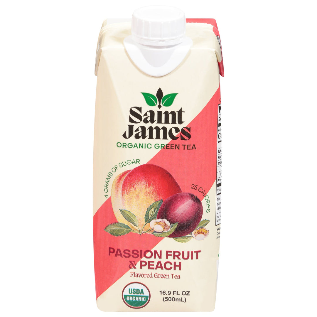 Saint James - Green Tea Organic Passionfruit Peach - Case Of 12 - 16.9 Fluid Ounces - Maras Green