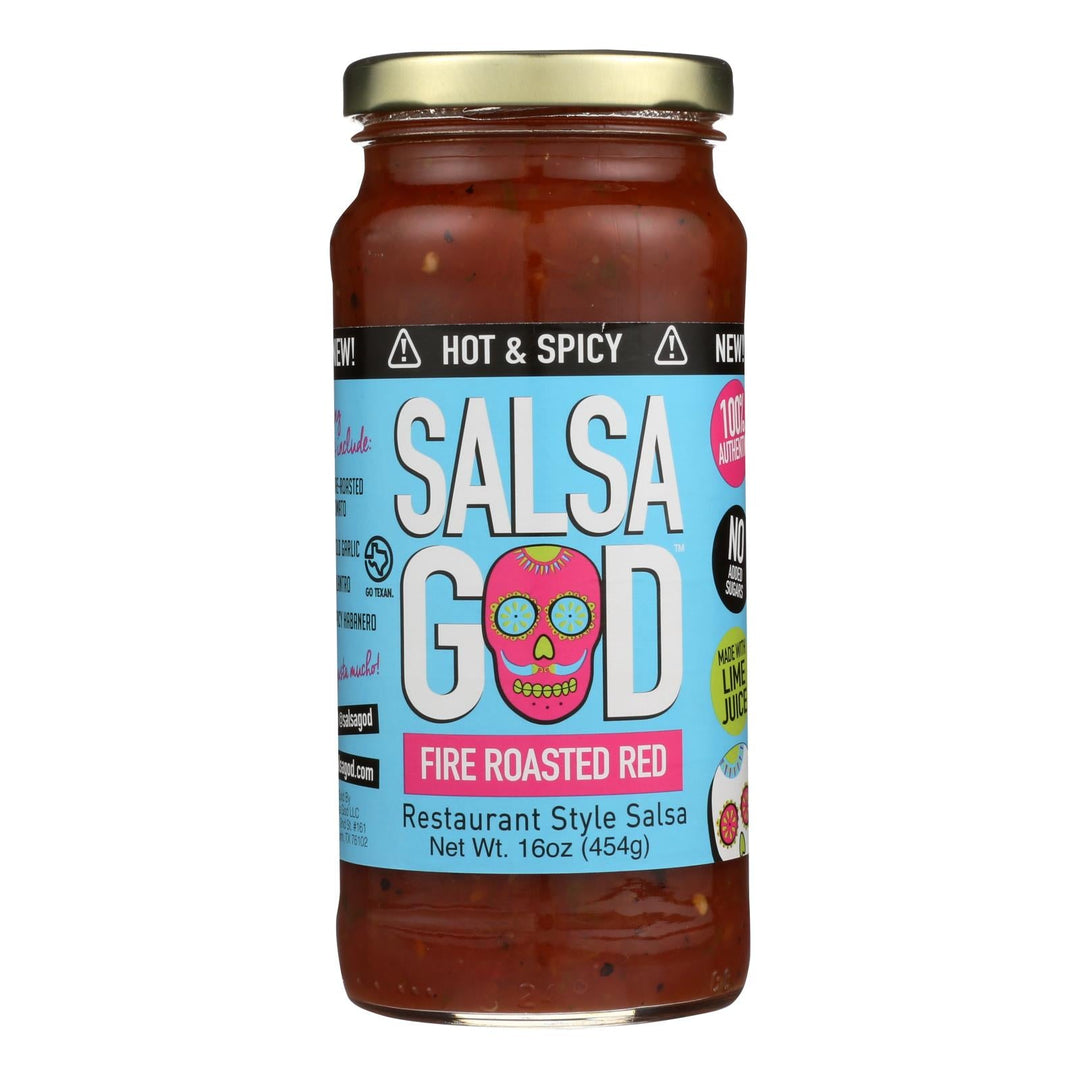 Salsa God Hot Fire Roasted Red Salsa - Case Of 6 - 16 Oz - Maras Green