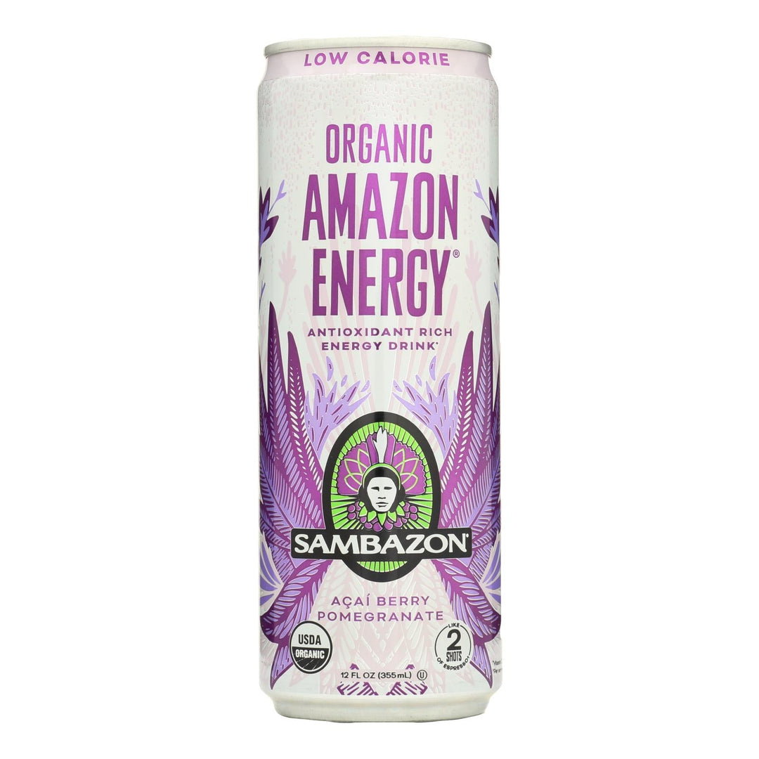 Sambazon Organic Amazon Energy Drink - Low Calorie - Case Of 12 - 12 Fl Oz - Maras Green