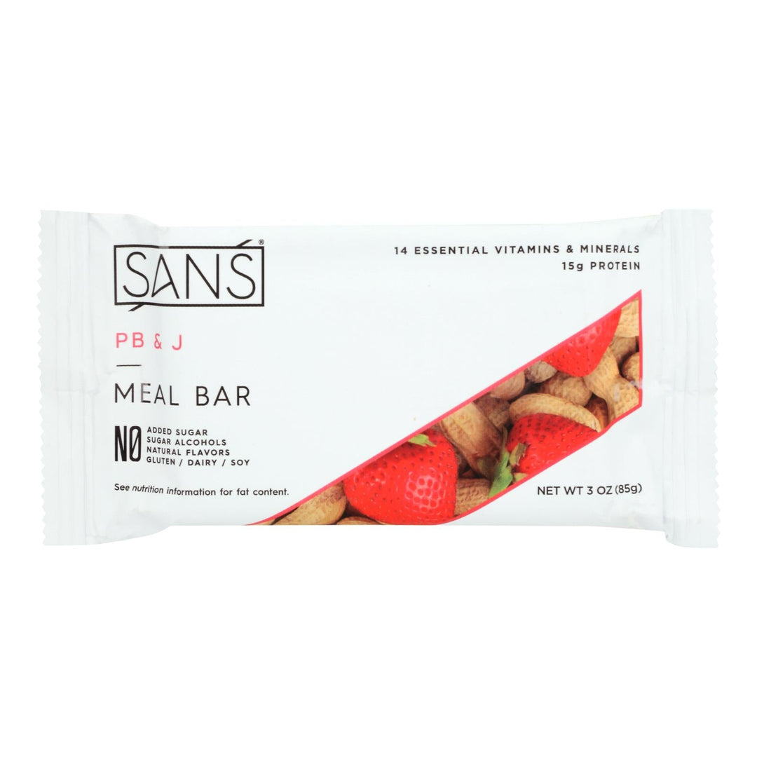 Sans - Meal Bar Pb&j - Case Of 12 - 3 Oz - Maras Green