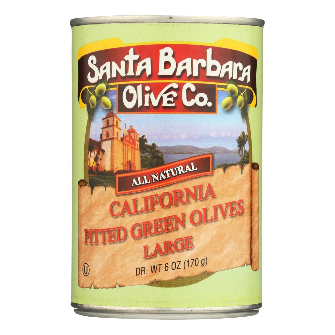 Santa Barbara California Green Olives - Pitted - Case Of 12 - 5.75 Oz. - Maras Green