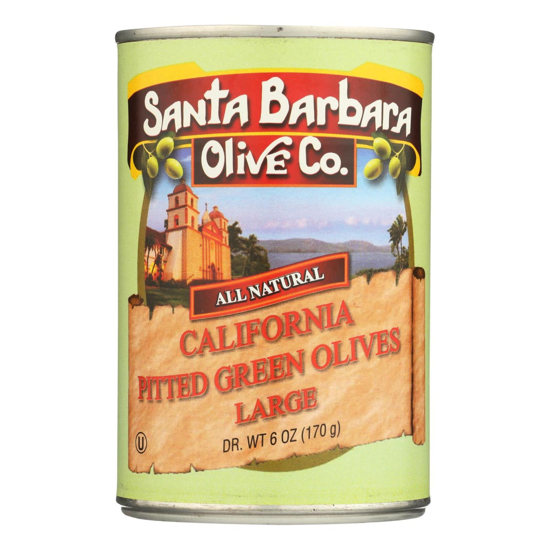Santa Barbara California Green Olives - Pitted - Case Of 12 - 5.75 Oz. - Maras Green