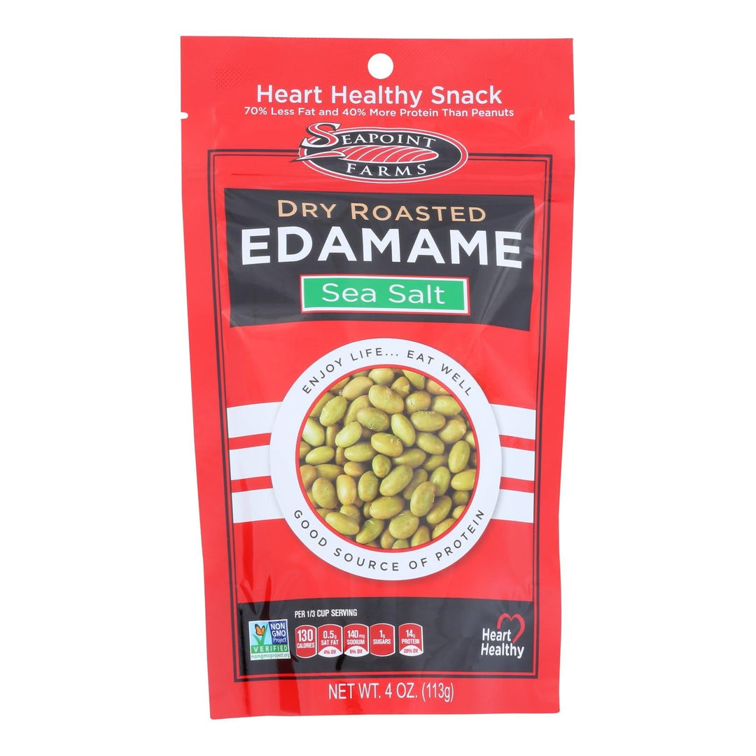 Seapoint Farms Dry Roasted Edamame - Sea Salt - Case Of 12 - 4 Oz. - Maras Green