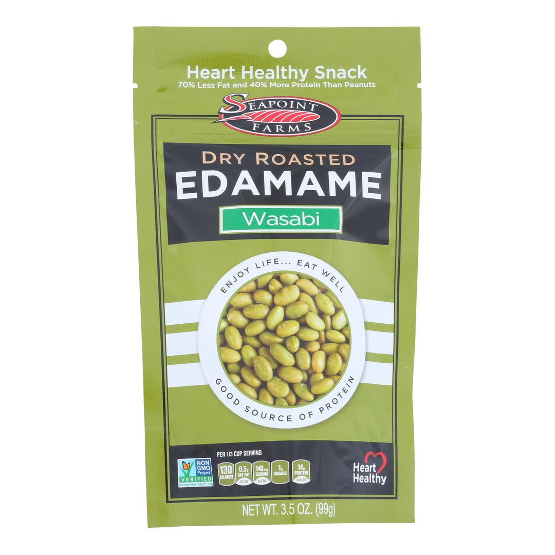 Seapoint Farms Dry Roasted Edamame - Spicy Wasabi - Case Of 12 - 3.5 Oz. - Maras Green