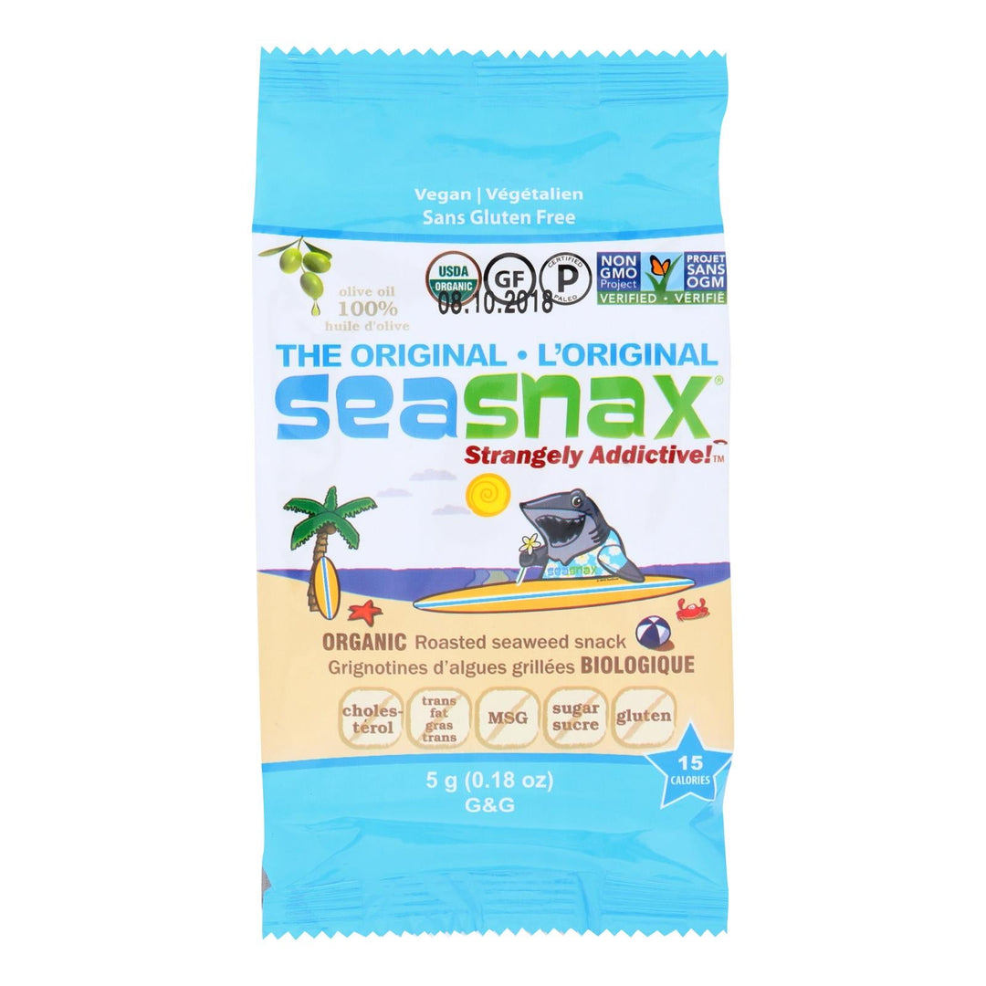 Seasnax Organic Seasnax Original Roasted Seaweed Snack - Case Of 24 - 0.18 Oz. - Maras Green