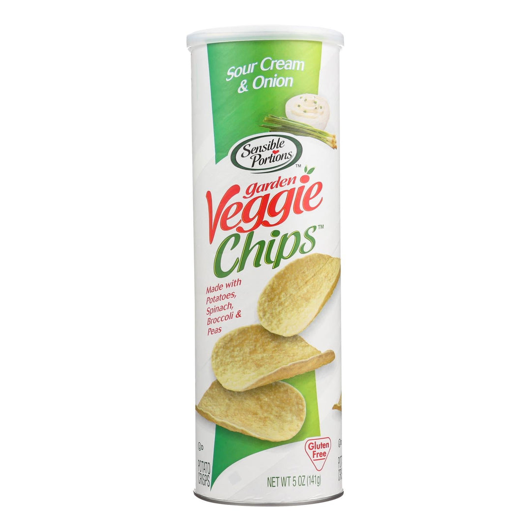 Sensible Portions Sour Cream & Onion Garden Veggie Chips In A Canister - Case Of 12 - 5 Oz - Maras Green