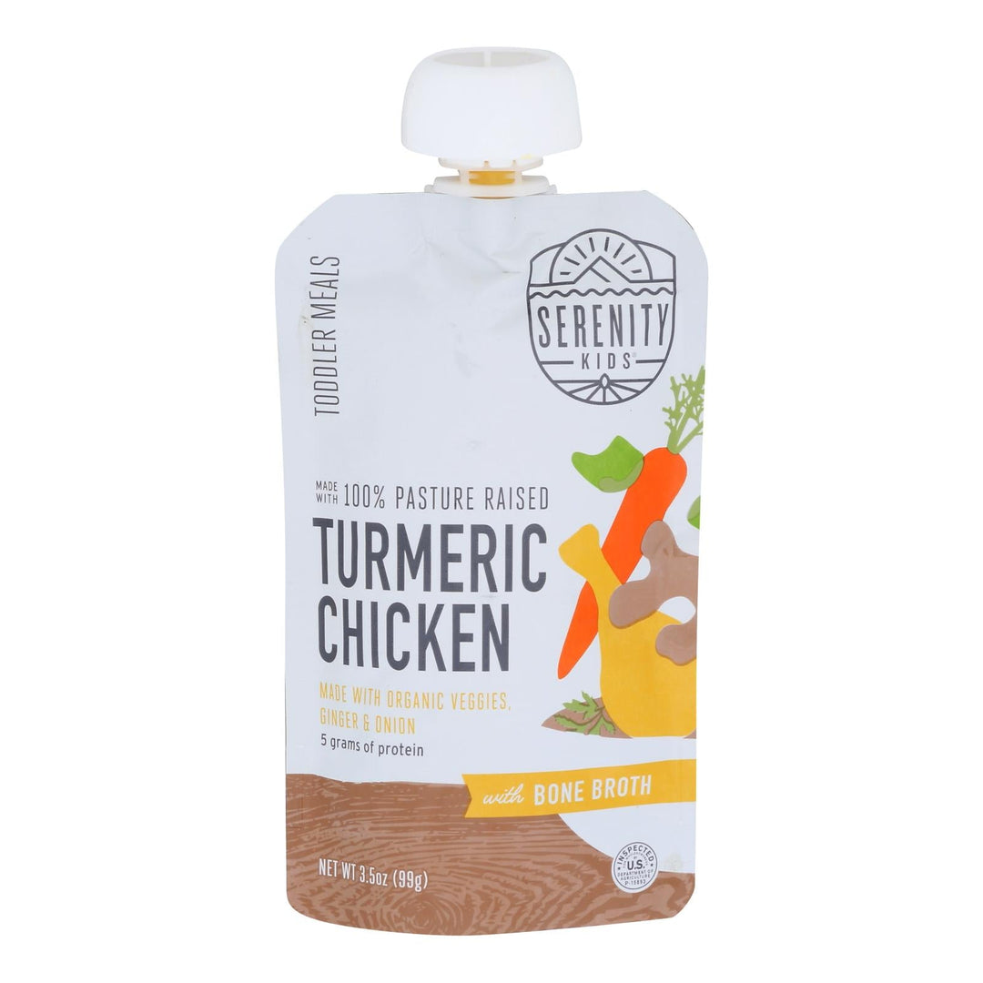 Serenity Kids - Pouch Trmrc Chicken Bne Brth - Case Of 6 - 3.5 Oz - Maras Green