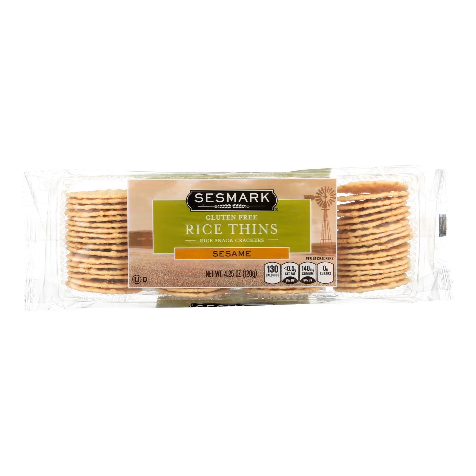 Sesmark Foods Rice Thins - Sesame - Case Of 12 - 4.25 Oz. - Maras Green