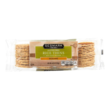 Sesmark Foods Rice Thins - Sesame - Case Of 12 - 4.25 Oz. - Maras Green