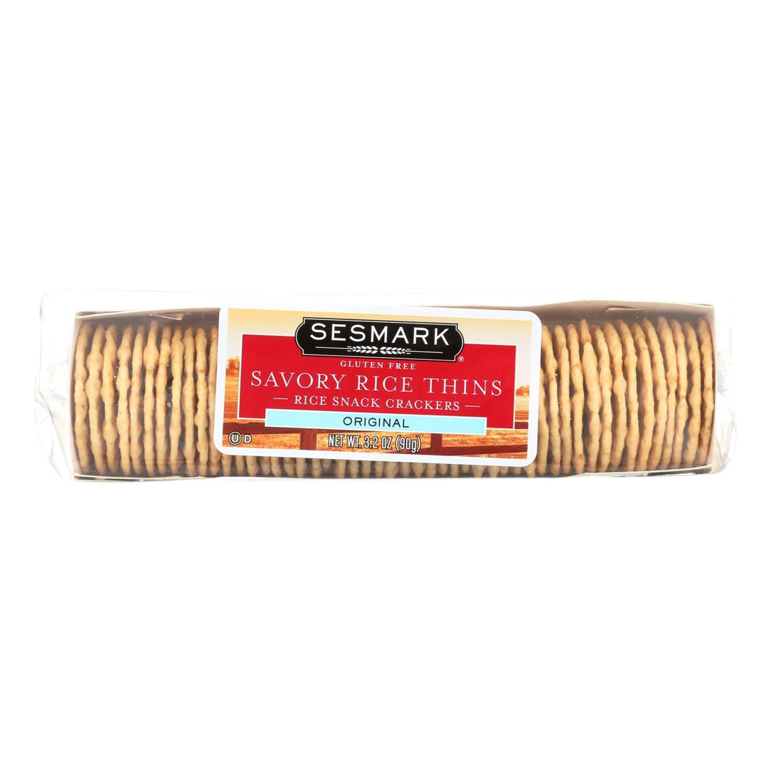 Sesmark Foods Savory Rice Thins - Original - Case Of 12 - 3.2 Oz. - Maras Green