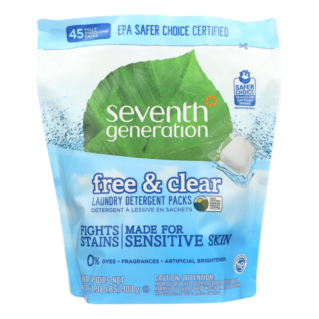 Seventh Generation Laundry Detergent - Packs - Case Of 8 - 45 Count - Maras Green