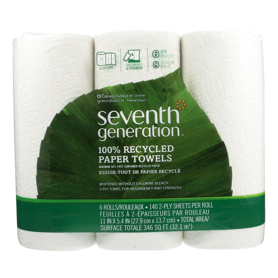 Seventh Generation Recycled Paper Towels - White - Case Of 4 - 140 Sheets - Maras Green
