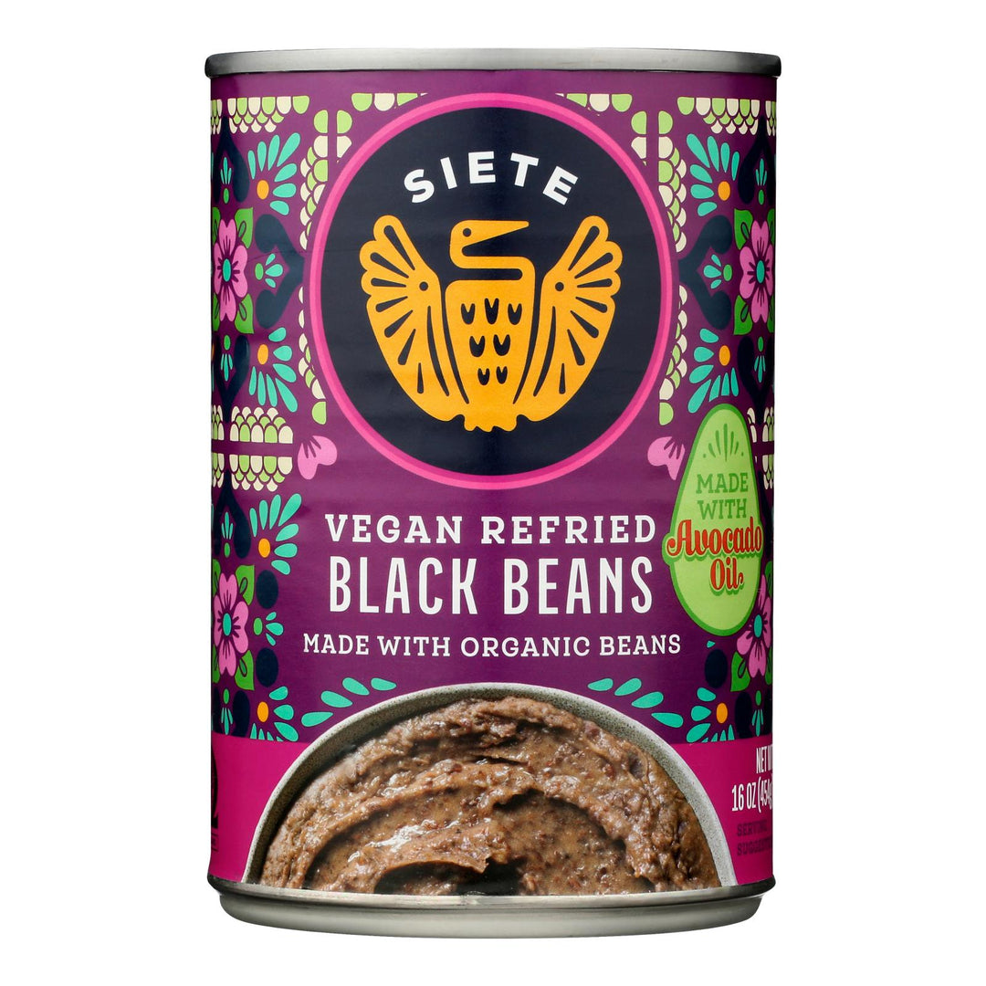Siete - Beans Black Refried - Case Of 12 - 16 Oz - Maras Green