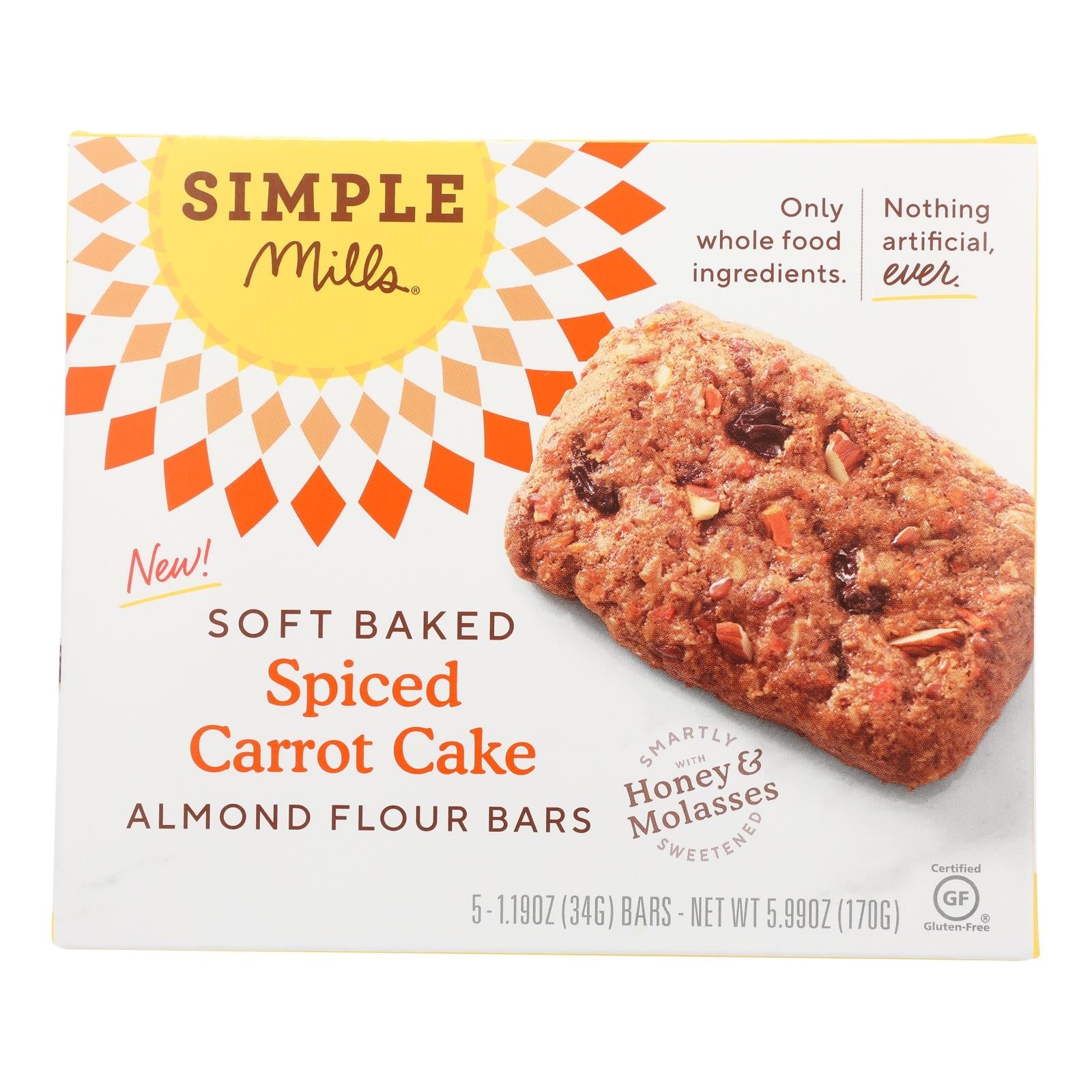 Simple Mills - Bar Sft Baked Spce Cartcake - Case Of 6 - 5.99 Oz - Maras Green
