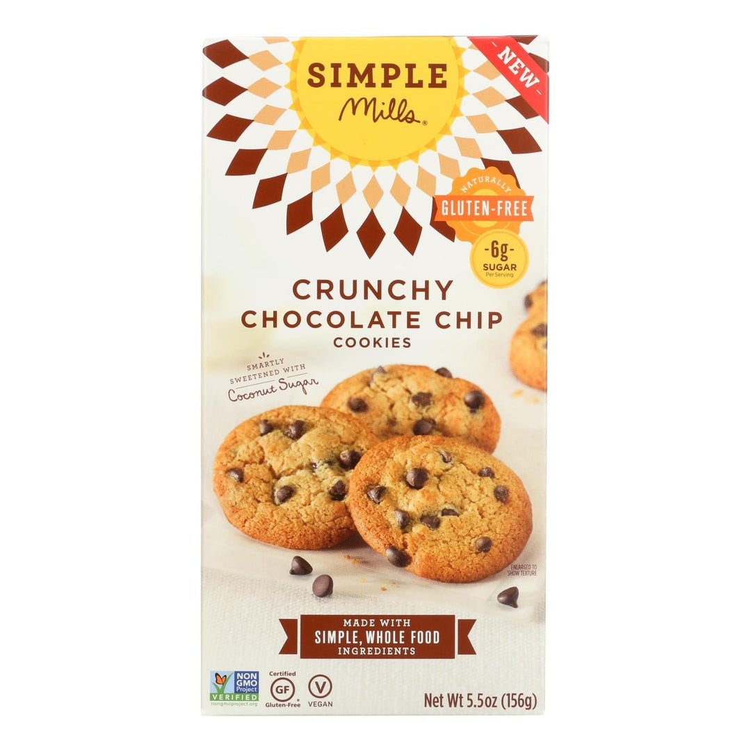 Simple Mills Cookies - Crunchy Chocolate Chip - Case Of 6 - 5.5 Oz - Maras Green