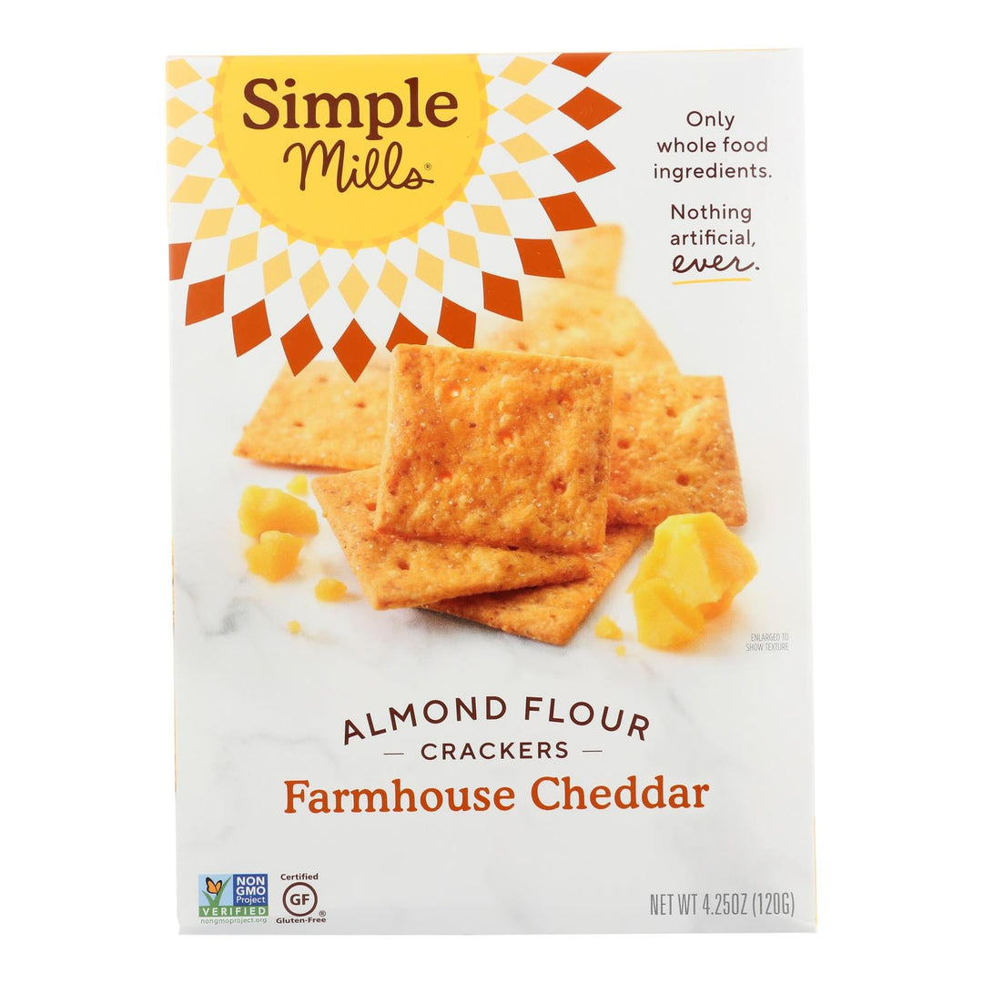 Simple Mills Farmhouse Cheddar Almond Flour Crackers - Case Of 6 - 4.25 Oz. - Maras Green