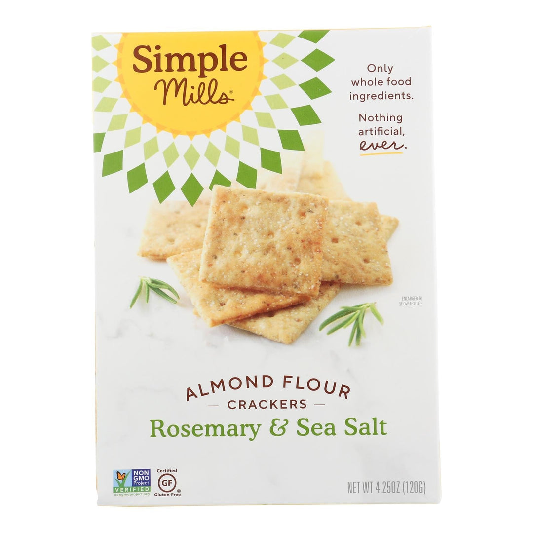 Simple Mills Rosemary And Sea Salt Almond Flour Crackers - Case Of 6 - 4.25 Oz. - Maras Green