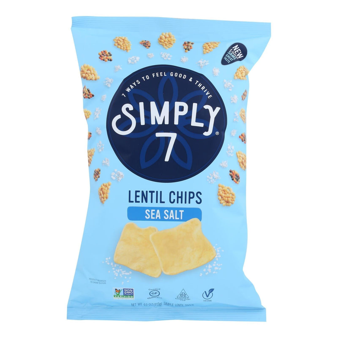 Simply 7 Lentil Chips - Sea Salt - Case Of 12 - 4 Oz. - Maras Green