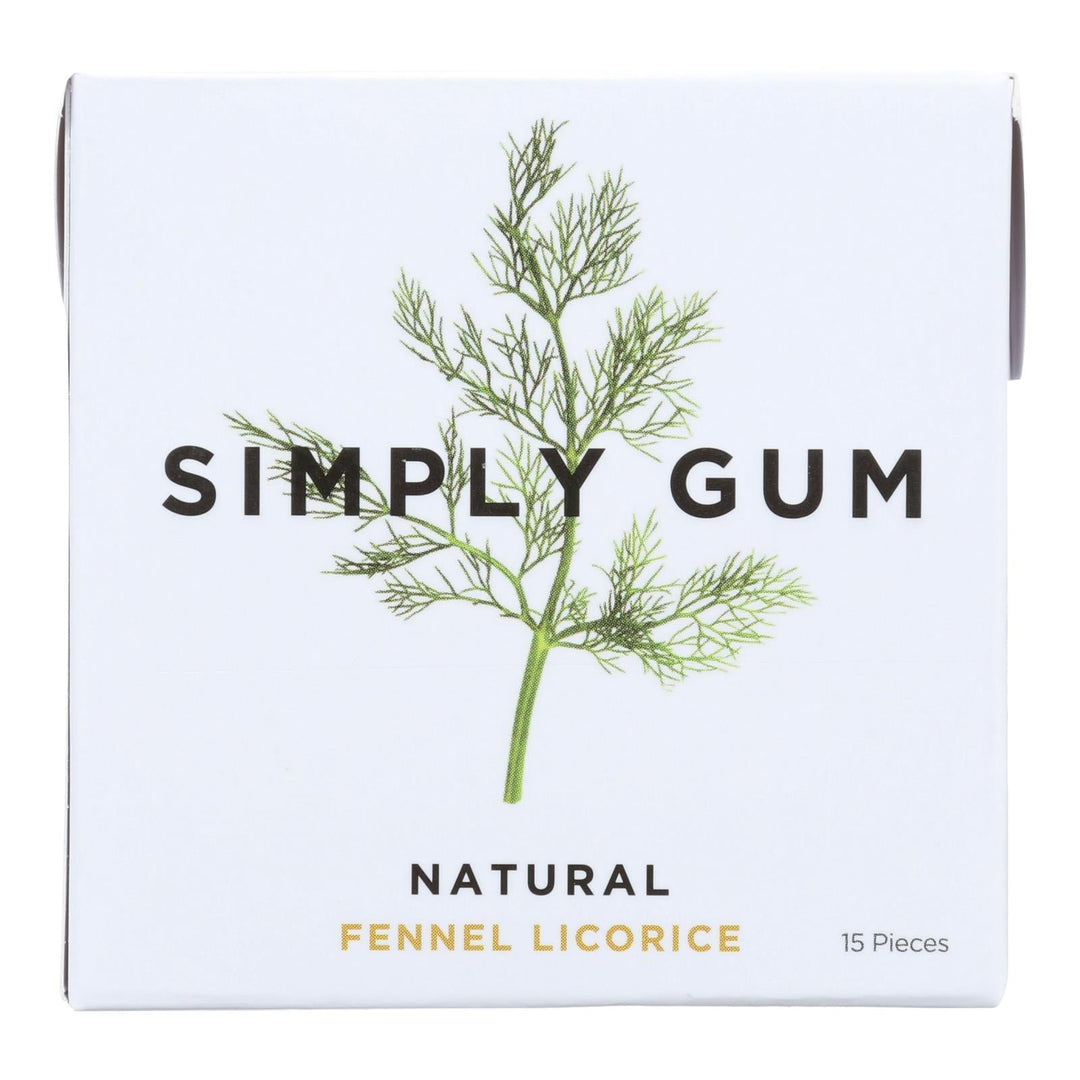 Simply Gum All Natural Gum - Fennel Licorice - Case Of 12 - 15 Count - Maras Green