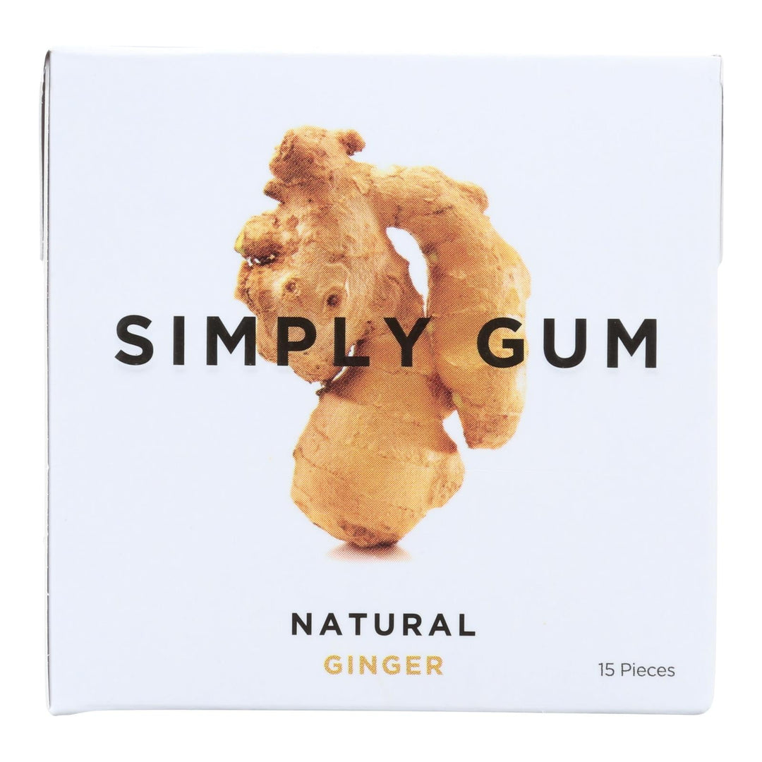 Simply Gum All Natural Gum - Ginger - Case Of 12 - 15 Count - Maras Green