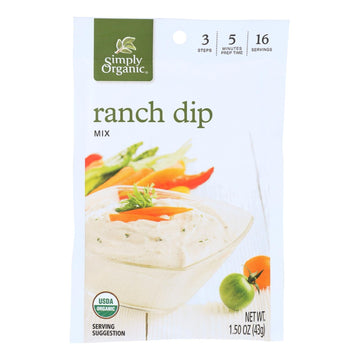 Simply Organic Ranch Dip Mix - Case Of 12 - 1.5 Oz. - Maras Green