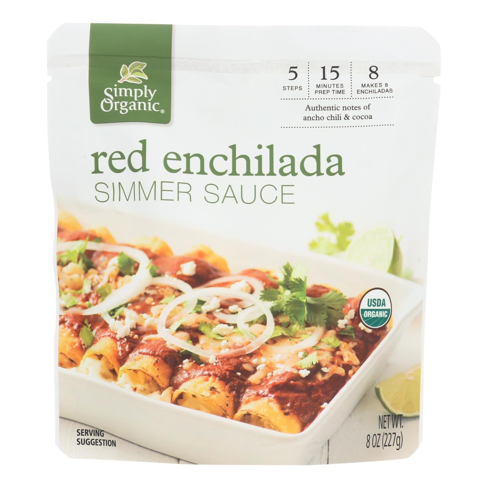 Simply Organic Simmer Sauce - Organic - Red Enchilada - Case Of 6 - 8 Oz - Maras Green