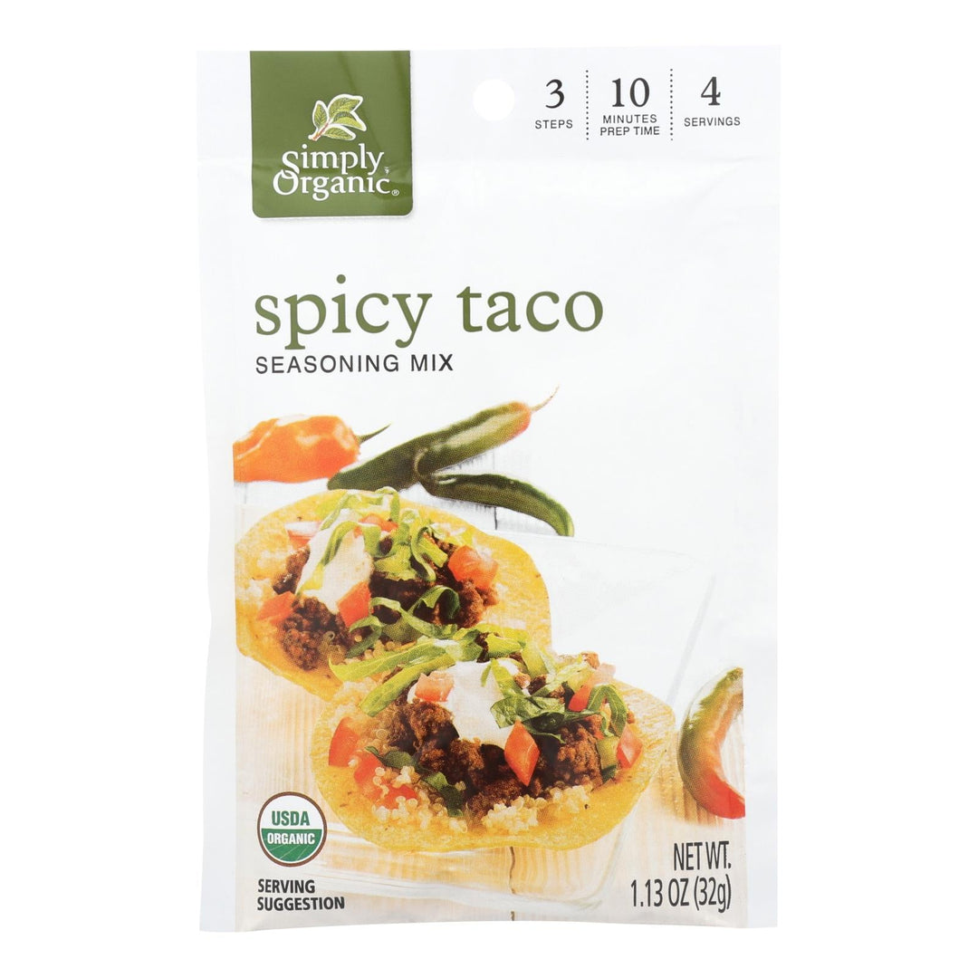Simply Organic Spicy Taco Seasoning Mix - Case Of 12 - 1.13 Oz. - Maras Green