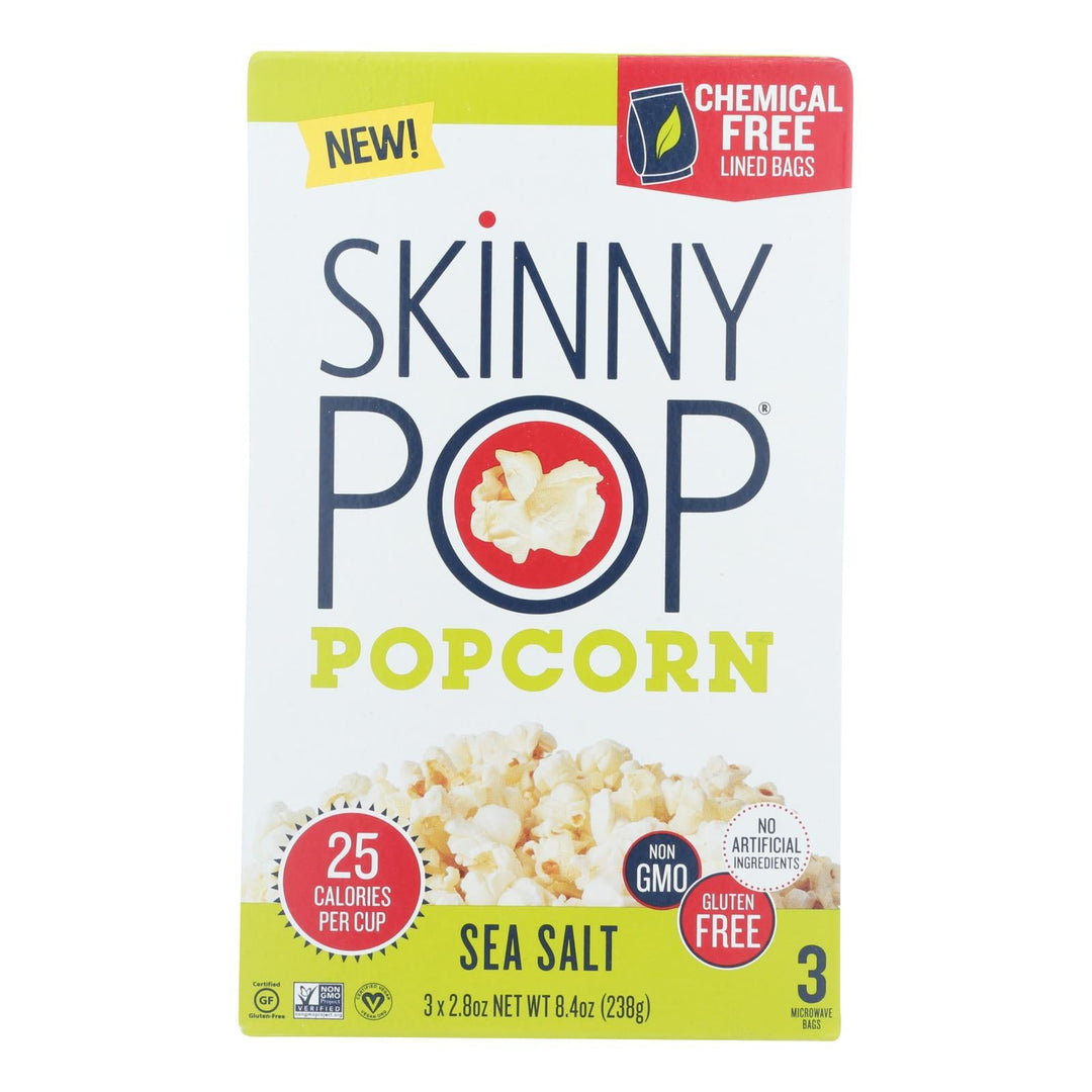 Skinnypop Popcorn - Popcorn Micro Sea Salt 3pk - Case Of 12 - 3/2.8 Oz - Maras Green