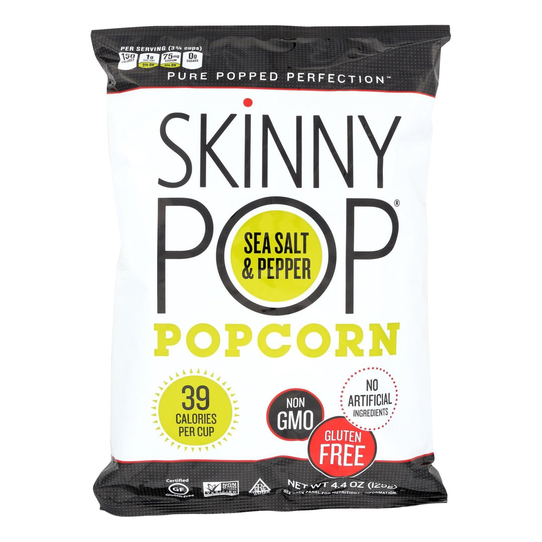 Skinnypop Popcorn Skinny Pop - Sea Salt And Black Pepper - Case Of 12 - 4.4 Oz. - Maras Green