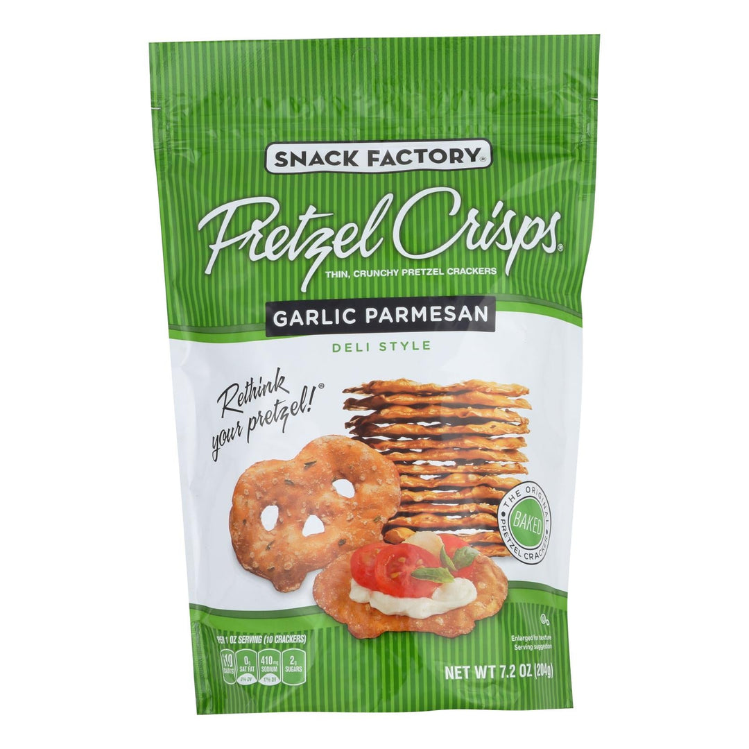 Snack Factory Garlic Parmesan Pretzel Crisps - Case Of 12 - 7.2 Oz - Maras Green