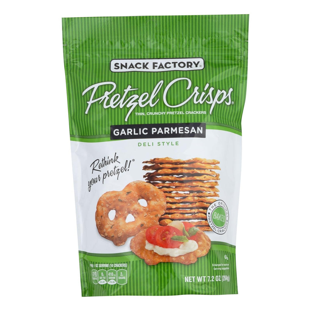 Snack Factory Garlic Parmesan Pretzel Crisps - Case Of 12 - 7.2 Oz - Maras Green