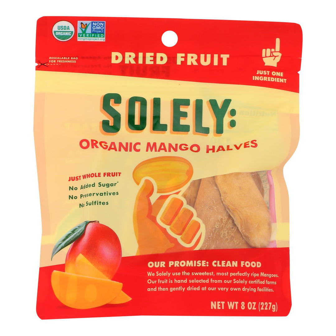Solely - Dried Fruit Organic Mango Halves - Case Of 6 - 8 Oz - Maras Green
