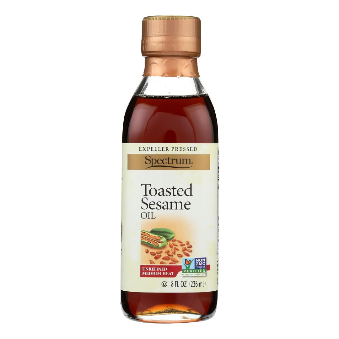 Spectrum Naturals Unrefined Toasted Sesame Oil - Case Of 6 - 8 Fl Oz. - Maras Green