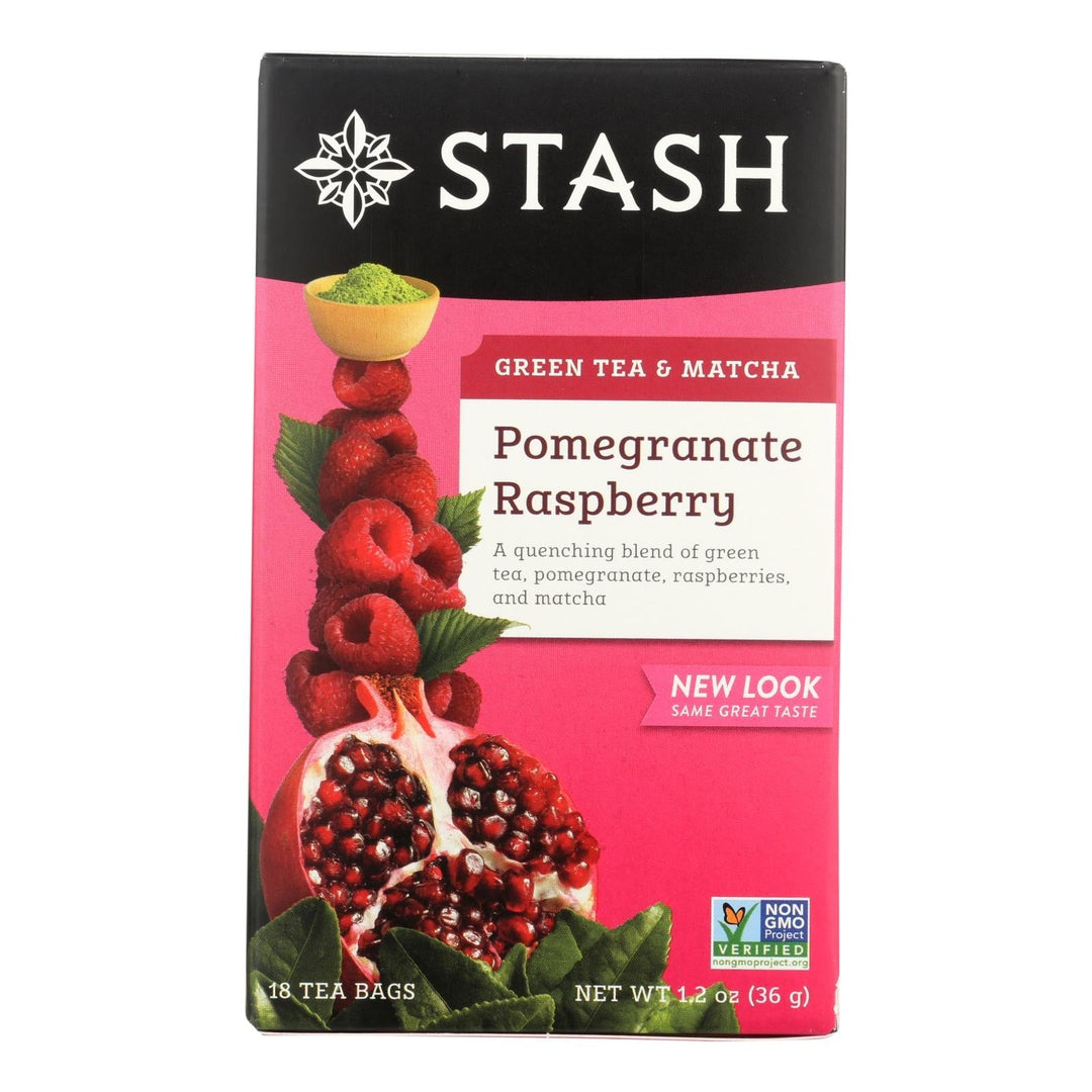 Stash Pomegranate Raspberry Green Tea With Matcha - 18 Tea Bags - Case Of 6 - Maras Green