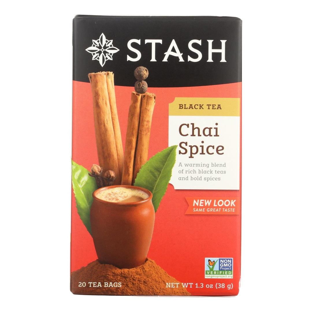Stash Tea Chai Black Tea - Double Spice - Case Of 6 - 20 Bags - Maras Green