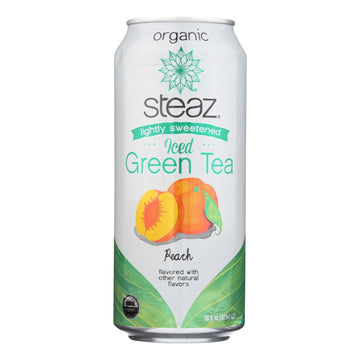 Steaz Lightly Sweetened Green Tea - Peach - Case Of 12 - 16 Fl Oz. - Maras Green
