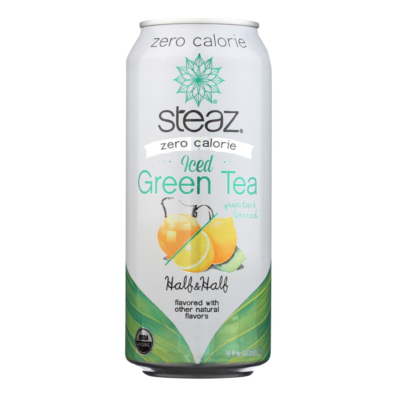 Steaz Zero Calorie Green Tea - Half And Half - Case Of 12 - 16 Fl Oz. - Maras Green